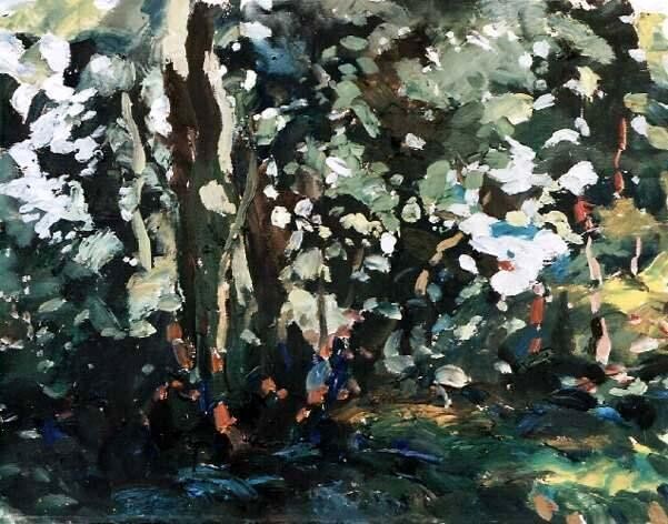 Malerei mit dem Titel "Forest 2" von Sergej Jakovlev, Original-Kunstwerk, Öl