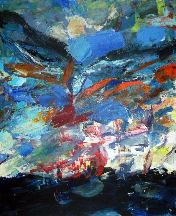 Painting titled "A Storm Warning" by Sergej Jakovlev, Original Artwork, Acrylic