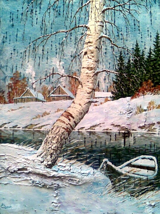 Painting titled "Похолодало..." by Zinin, Original Artwork, Oil