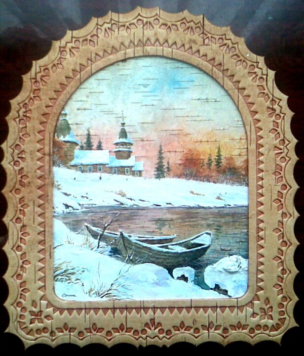 Painting titled "Старые лодки" by Zinin, Original Artwork, Other