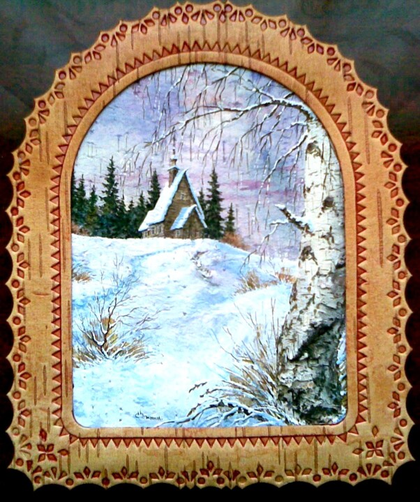 Painting titled "Зимний воздух" by Zinin, Original Artwork, Oil