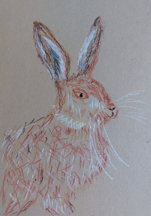 Drawing titled "Hare" by Sergej Danko, Original Artwork, Pastel