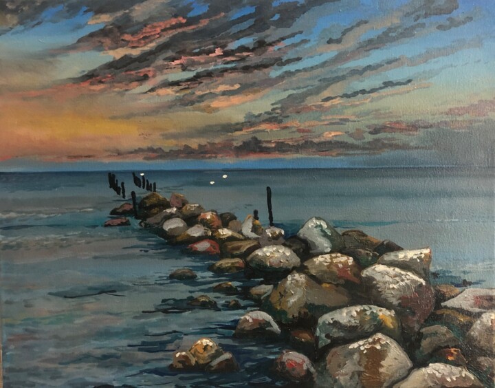 Картина под названием "before dawn" - Sergejs Matjušenko, Подлинное произведение искусства, Масло