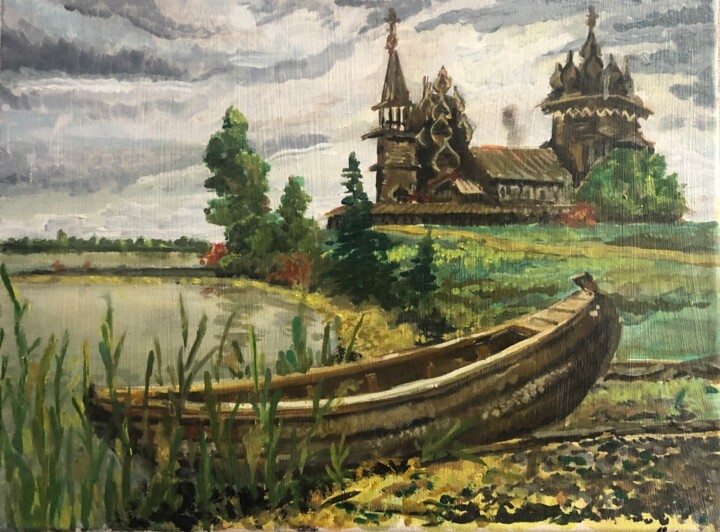 Pintura titulada "boat" por Sergejs Matjušenko, Obra de arte original, Oleo