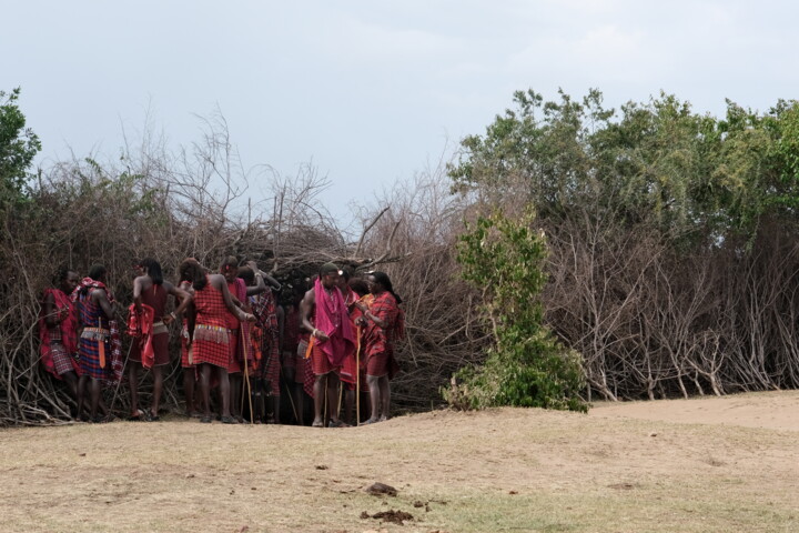 Photographie intitulée "Maasai en attente" par Serge Leroux, Œuvre d'art originale, Photographie numérique