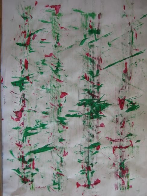 Peinture intitulée "Totems verts" par Sergentdelire, Œuvre d'art originale, Huile