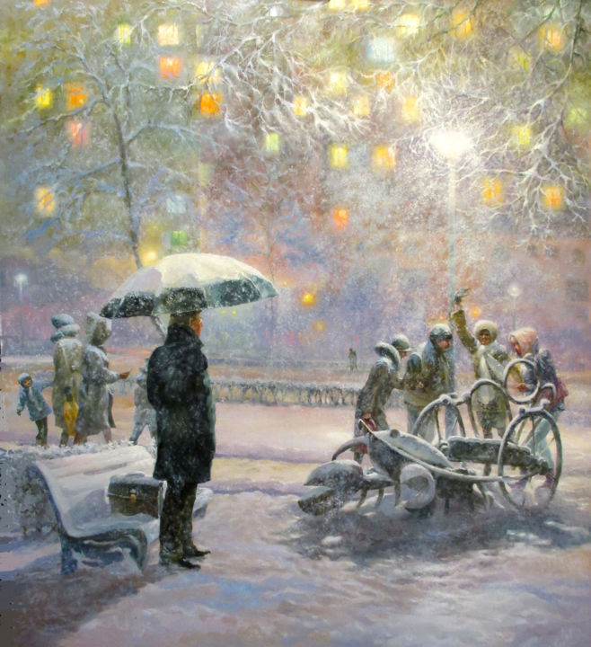 Painting titled "Date in the Park" by Sergey Bessonov, Original Artwork, Oil
