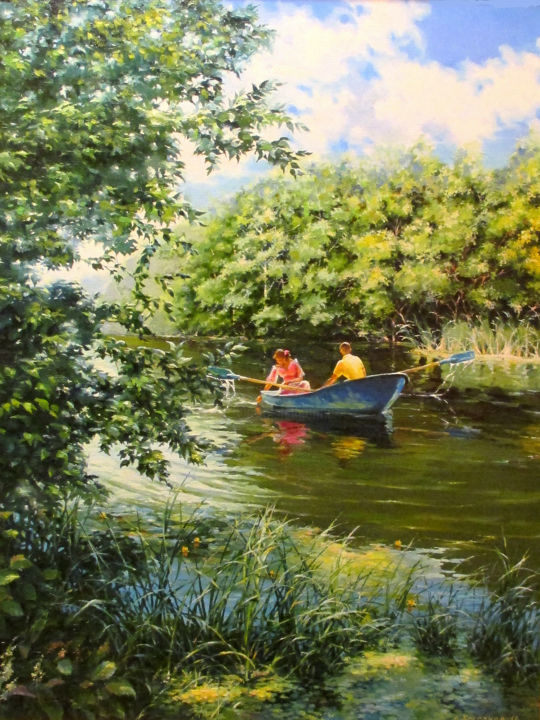 Painting titled "Summer waters" by Sergey Bessonov, Original Artwork, Oil