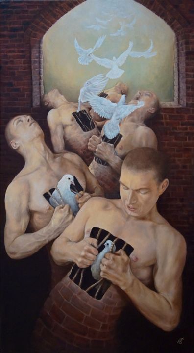 Painting titled "Into Freedom" by Sergey Kolesnikov (Ks), Original Artwork, Oil