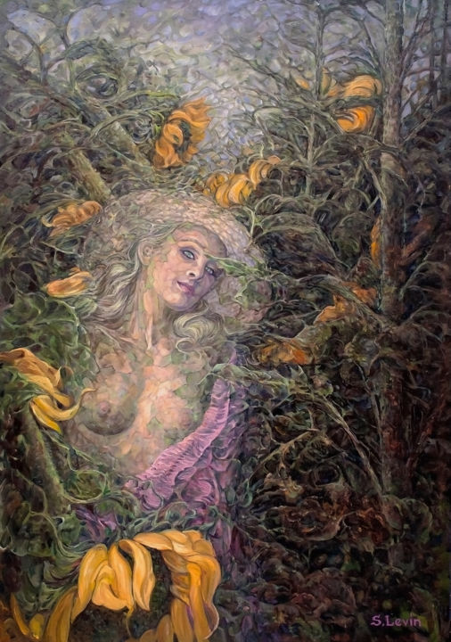 Ζωγραφική με τίτλο "la décadence Muse" από Sergey Levin, Αυθεντικά έργα τέχνης, Λάδι