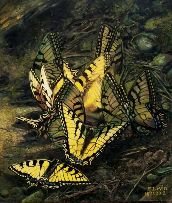 Peinture intitulée "Butterfly Dance" par Sergey Levin, Œuvre d'art originale, Huile