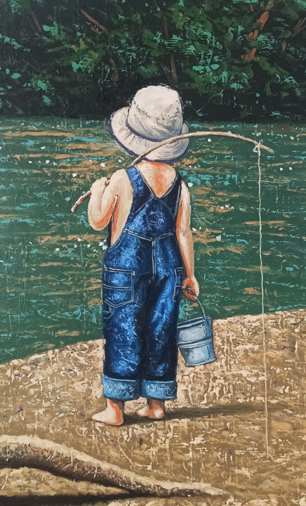 Little Fisherman (40X60Cm, Oil Painting,, Painting by Sergey Miqayelya