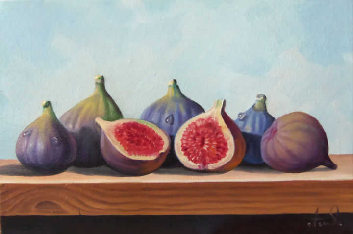 Картина под названием "Still life with fig…" - Sergey Miqayelya, Подлинное произведение искусства, Масло Установлен на Подра…