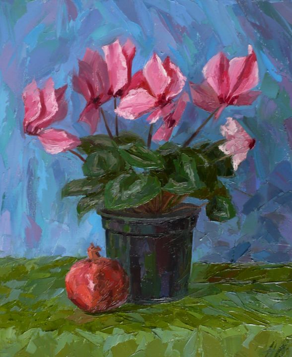 Картина под названием "Весенний цветок" - Sergey Perevozchenko, Подлинное произведение искусства, Масло