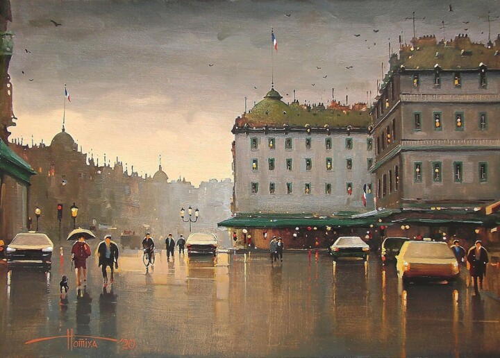 Painting titled "Opera Square. Paris" by Sergey Potikha, Original Artwork, Oil