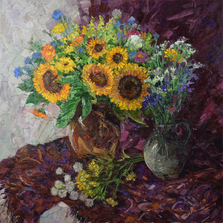 Malerei mit dem Titel "Still life with Sun…" von Sergey Sovkov, Original-Kunstwerk