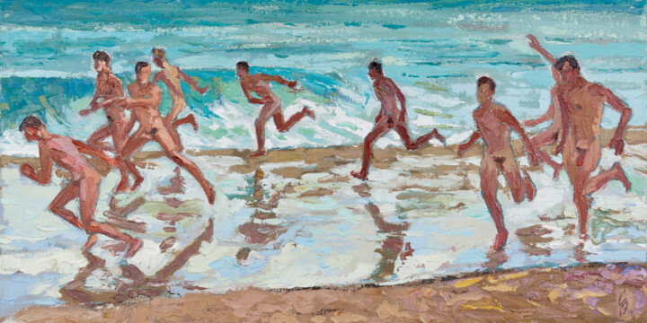 Painting titled "On the Seashore" by Sergey Sovkov, Original Artwork, Oil