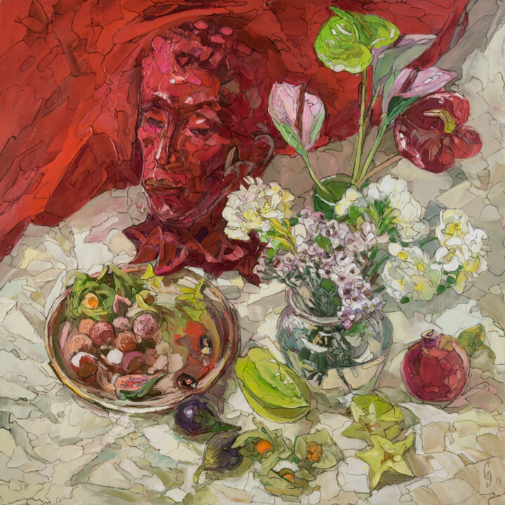 Schilderij getiteld "Exotic Still Life" door Sergey Sovkov, Origineel Kunstwerk, Olie