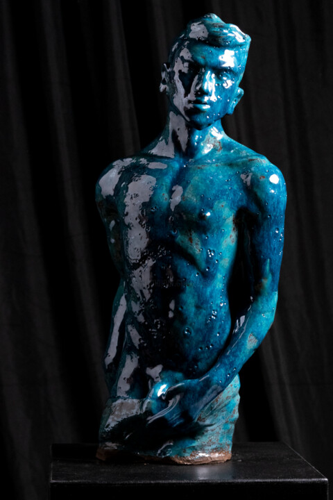 Sculpture titled "Young Man" by Sergey Sovkov, Original Artwork, Clay