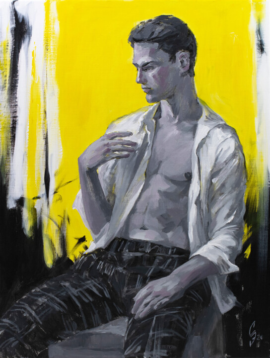 Malerei mit dem Titel "Portrait of Albert" von Sergey Sovkov, Original-Kunstwerk, Acryl