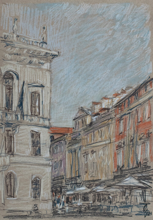 Drawing titled "Trieste" by Sergey Sovkov, Original Artwork, Conté