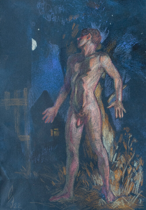 Рисунок под названием "Night guest." - Sergey Sovkov, Подлинное произведение искусства, Цветные карандаши