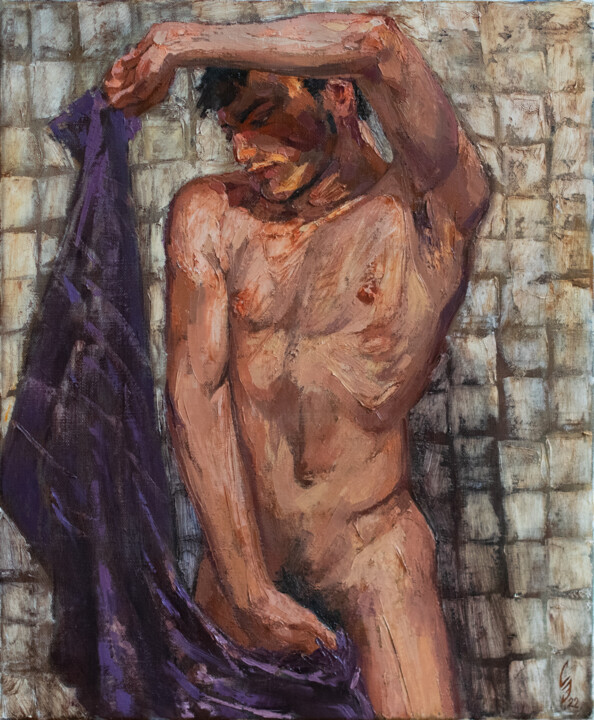 "Purple towel" başlıklı Tablo Sergey Sovkov tarafından, Orijinal sanat, Petrol