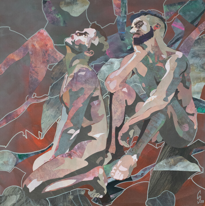 Collagen mit dem Titel "Reflections on the…" von Sergey Sovkov, Original-Kunstwerk, Acryl