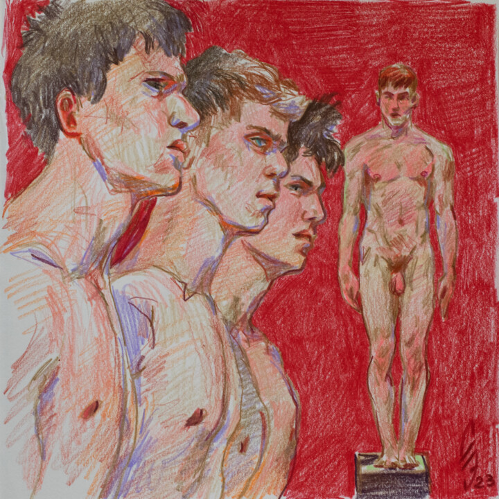 Drawing titled "Prize-winner" by Sergey Sovkov, Original Artwork, Conté
