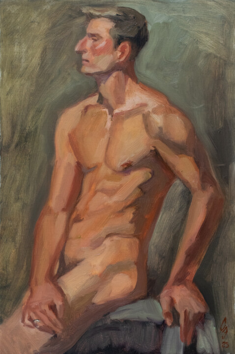 Painting titled "Paul posing" by Sergey Sovkov, Original Artwork, Oil