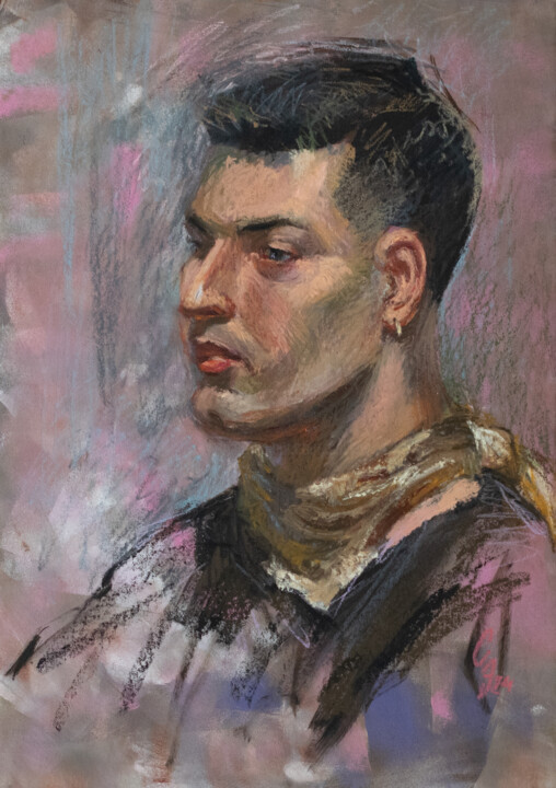 Malerei mit dem Titel "Portrait of Milan" von Sergey Sovkov, Original-Kunstwerk, Pastell