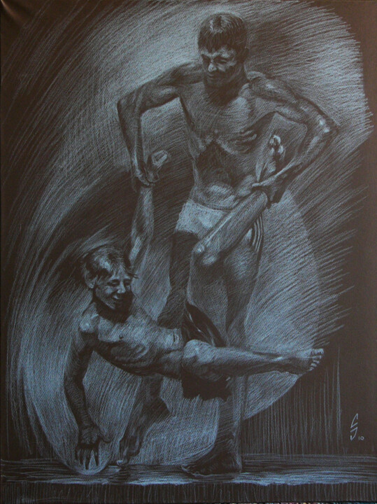 Drawing titled "Water games" by Sergey Sovkov, Original Artwork, Pastel