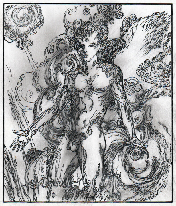 「Angel」というタイトルの描画 Sergey Sovkovによって, オリジナルのアートワーク, インク