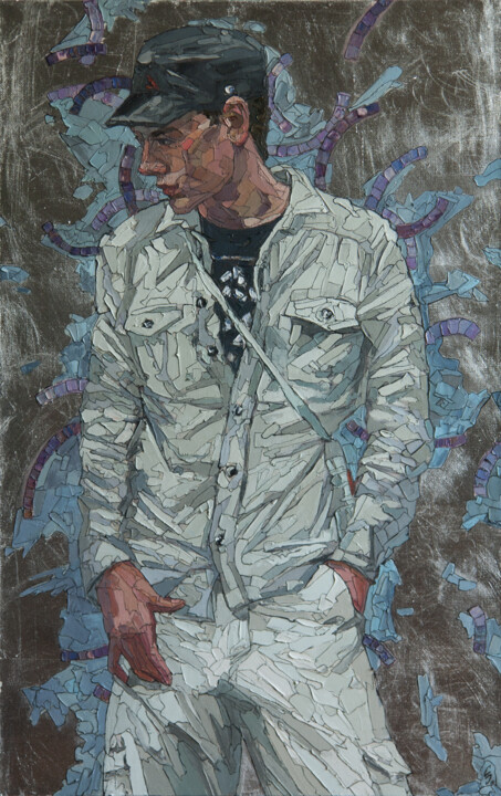 Painting titled "The young man in si…" by Sergey Sovkov, Original Artwork, Oil