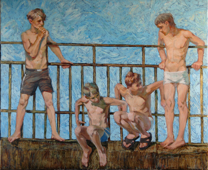 Peinture intitulée "Leapers" par Sergey Sovkov, Œuvre d'art originale, Huile