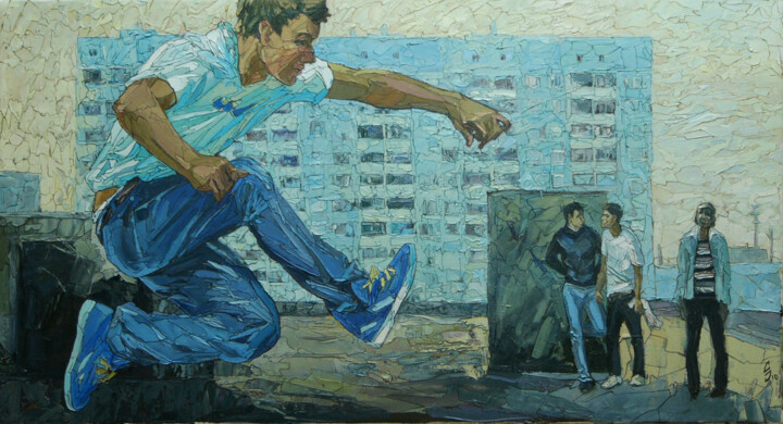 「Jump」というタイトルの絵画 Sergey Sovkovによって, オリジナルのアートワーク, オイル