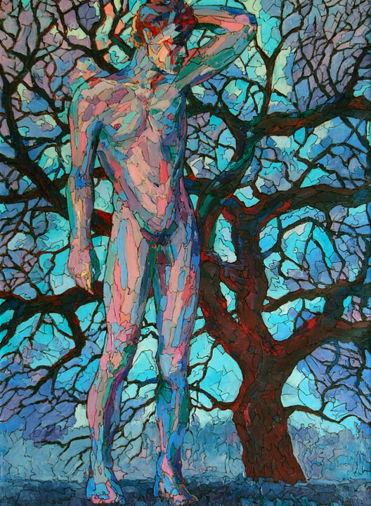 Painting titled "Man and Tree" by Sergey Sovkov, Original Artwork, Oil