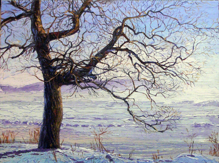 Painting titled "Winter us Zhiguli s…" by Sergey Sovkov, Original Artwork, Oil