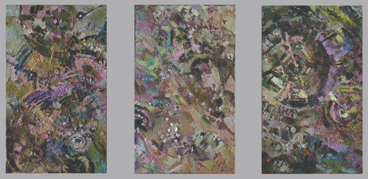 Painting titled "Triptych-The April…" by Sergey Sovkov, Original Artwork, Oil