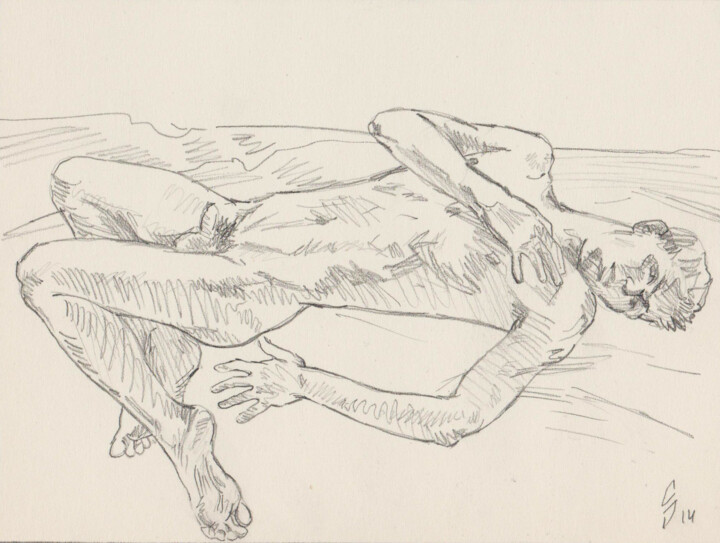 Drawing titled "On the couch" by Sergey Sovkov, Original Artwork, Pencil