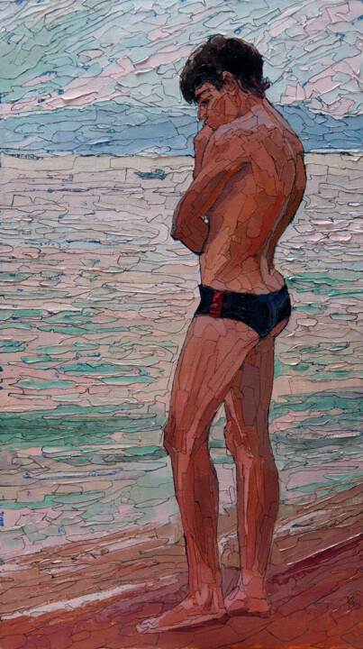 Pintura intitulada "On the shore" por Sergey Sovkov, Obras de arte originais, Óleo