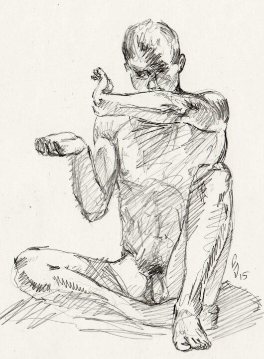Drawing titled "Meditation" by Sergey Sovkov, Original Artwork, Pencil