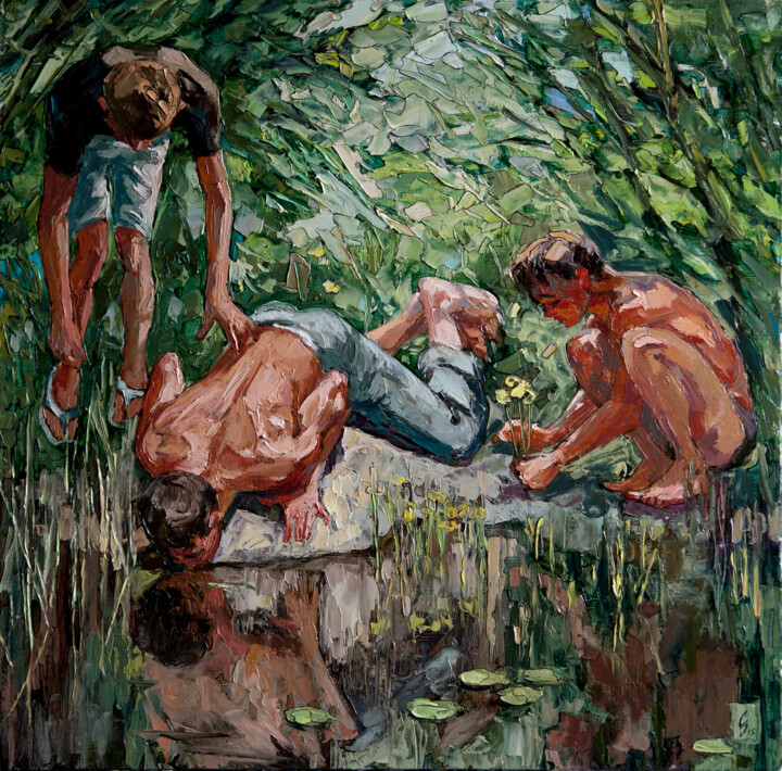 Painting titled "Narcissuses" by Sergey Sovkov, Original Artwork