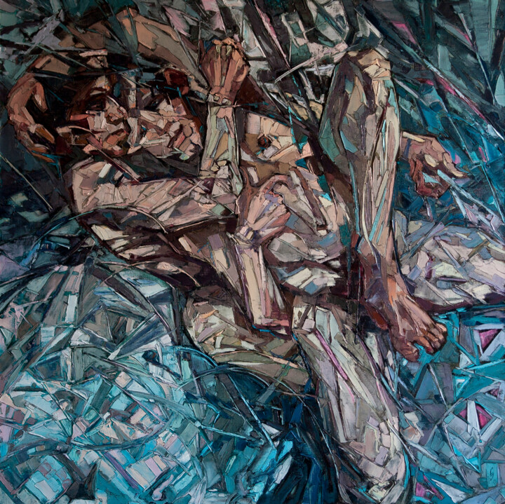 Peinture intitulée "Fighting in a cryst…" par Sergey Sovkov, Œuvre d'art originale