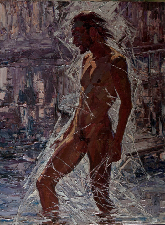 Painting titled "Bathing Faune" by Sergey Sovkov, Original Artwork