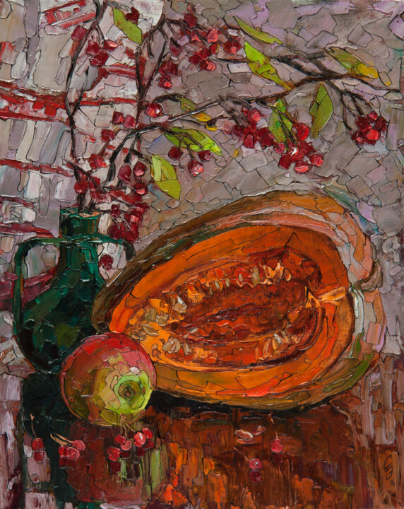 Painting titled "Still Life with Pum…" by Sergey Sovkov, Original Artwork