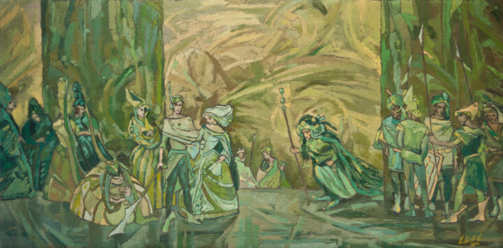 Painting titled "Green History" by Sergey Sovkov, Original Artwork