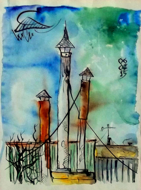 Картина под названием "watercolor tubes #1" - Sergey T, Подлинное произведение искусства, Акварель