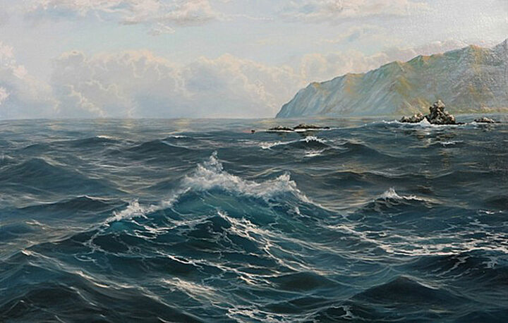 Painting titled "Mordvinov Bay" by Sergey Vasenkin, Original Artwork, Oil
