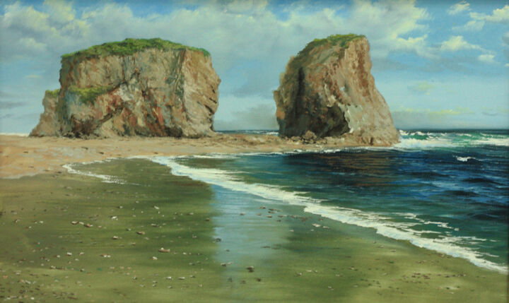Painting titled "Silent Bay" by Sergey Vasenkin, Original Artwork, Oil